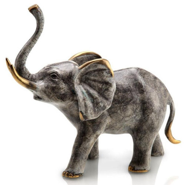 African Elephant with trunk up brass Decorative Sculpture Good luck